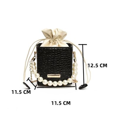 Summer Fashion Candy Color Bucket Bag met Pearl Chain Shoulder Sling Bag voor vrouwen