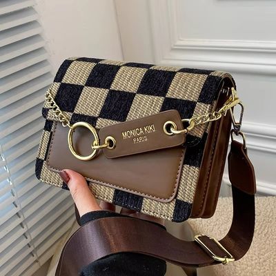 Schouder 2024 Luxe Design Handtas Schakerboard Mini Stof Flap Sling Bag voor vrouwen