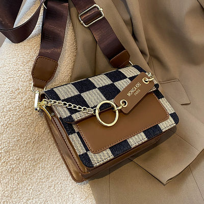 Schouder 2024 Luxe Design Handtas Schakerboard Mini Stof Flap Sling Bag voor vrouwen