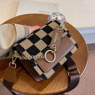 Schouder 2024 Luxe Design Handtas Schakerboard Mini Stof Flap Sling Bag voor vrouwen