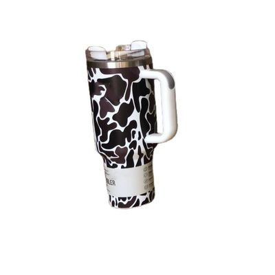 Duurzame 40oz Leopard Print Camouflage Straw Cup Tumbler voor Warme en Koude Dranken