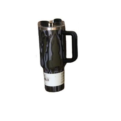 Duurzame 40oz Leopard Print Camouflage Straw Cup Tumbler voor Warme en Koude Dranken