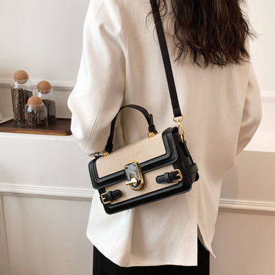 Camera Crossbody Handtas Vintage gebreide stof met lange schouderband en zip sluiting op ins in de zomer