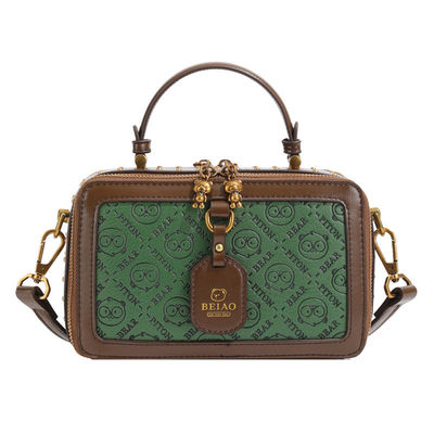 PU Retro Embossed Kleine Vierkant Tas Met Een Lange Schouderband Voor Handheld