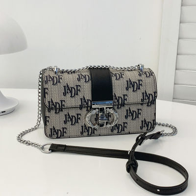 Retro brief gedrukte ketting lange schouderband vrouwen crossbody tas sluiting type ZIP