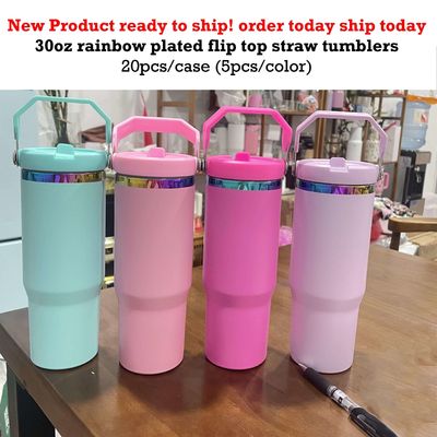 40oz Mixed Gift Travel Tumblers Wit Zwart Macaron Regenboogpoeder Goud geplatteerd voor lasergravering RTS H2.0