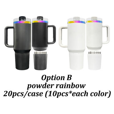 40oz Mixed Gift Travel Tumblers Wit Zwart Macaron Regenboogpoeder Goud geplatteerd voor lasergravering RTS H2.0