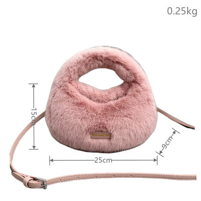 Winter Bruin Mini Fox Fur Handtassen Long Chain Fluffy Fur Tassen voor gesofisticeerde vrouwen