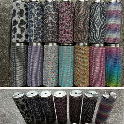 Rhinestone Bling Diamant Glitter Roestvrij staal Thermische tumbler geweldig voor koffie thee water bier bevat deksel en stro