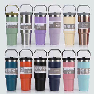 Straw Custom Roestvrij staal 30 oz Geïsoleerde Thermos Cup voor het houden van dranken koud en warm