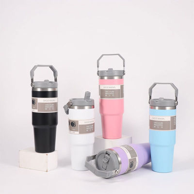 Straw Custom Roestvrij staal 30 oz Geïsoleerde Thermos Cup voor het houden van dranken koud en warm
