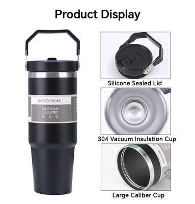 Duurzame geïsoleerde tumbler koffiebeker auto bier reis mok met handvat en deksel 20oz 30oz