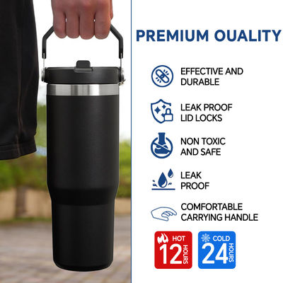 Duurzame geïsoleerde tumbler koffiebeker auto bier reis mok met handvat en deksel 20oz 30oz