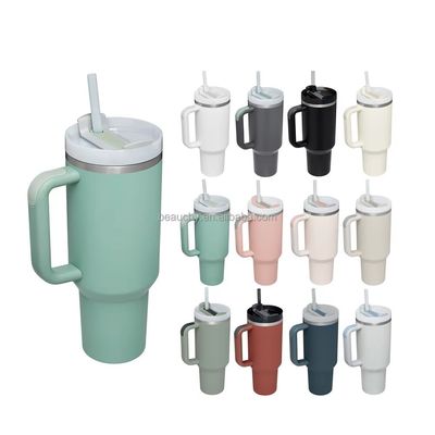 2.0 Beauchy Custom 40oz roestvrij staal vacuüm geïsoleerde reis mok met stro Met cap