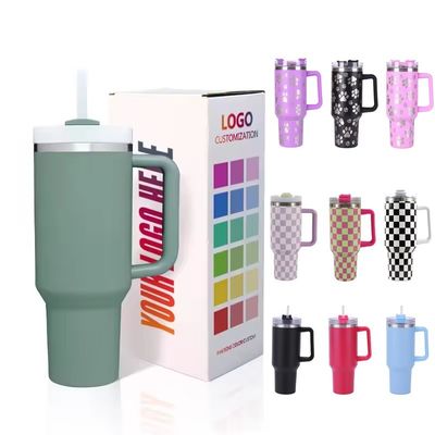 Gepersonaliseerde Koffie Thee Bier Water Tumbler Cup met Handle Straw Lid Leopard gegraveerd ontwerp