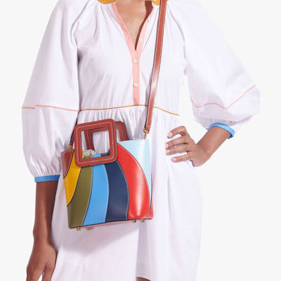 Lange streep mode trends nieuwste elegante dames schoudertassen met slot decoratie