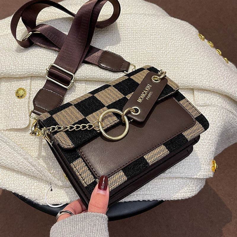 Schouder 2024 Luxe Design Handtas Schakerboard Mini Stof Flap Sling Bag voor vrouwen