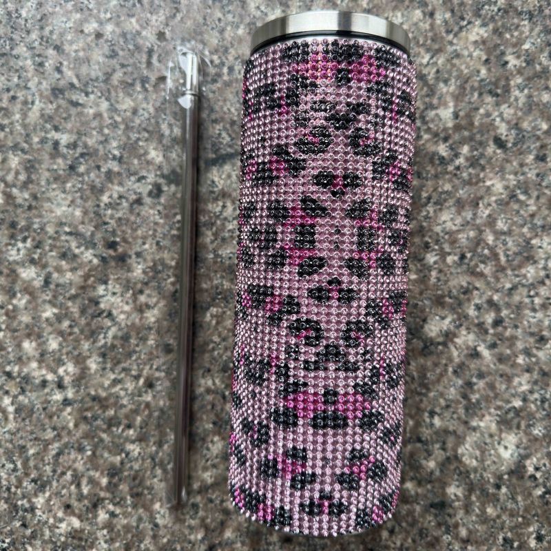 Rhinestone Bling Diamant Glitter Roestvrij staal Thermische tumbler geweldig voor koffie thee water bier bevat deksel en stro
