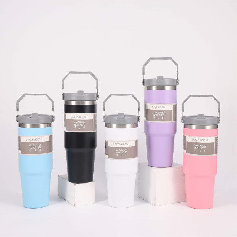 Straw Custom Roestvrij staal 30 oz Geïsoleerde Thermos Cup voor het houden van dranken koud en warm