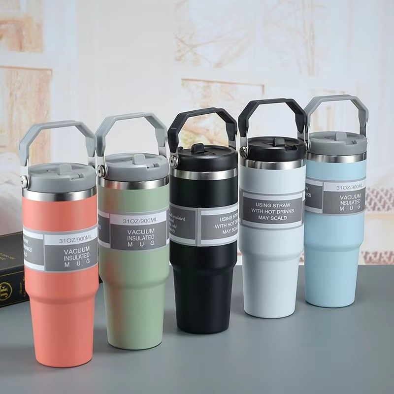 Duurzame geïsoleerde tumbler koffiebeker auto bier reis mok met handvat en deksel 20oz 30oz
