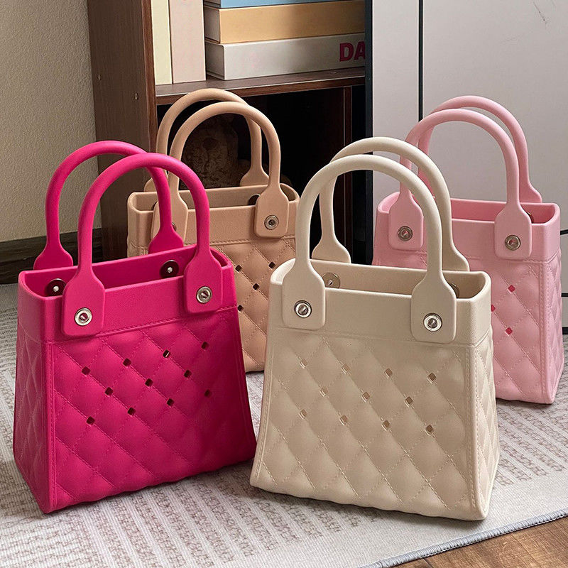 Fashion Style EVA Rubber Silicone Hand Tote voor Vrouwen Summer Lady Beach Bag in Zwart