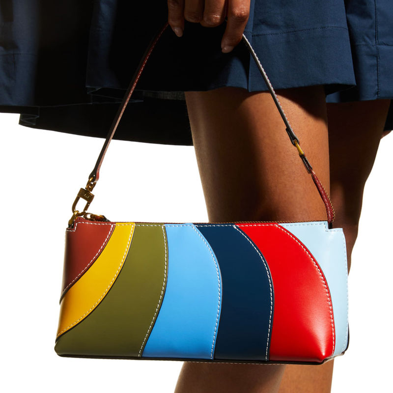 Lange streep mode trends nieuwste elegante dames schoudertassen met slot decoratie